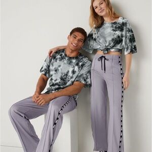 pink active Victoria’s Secret high waist wide Leg track pant